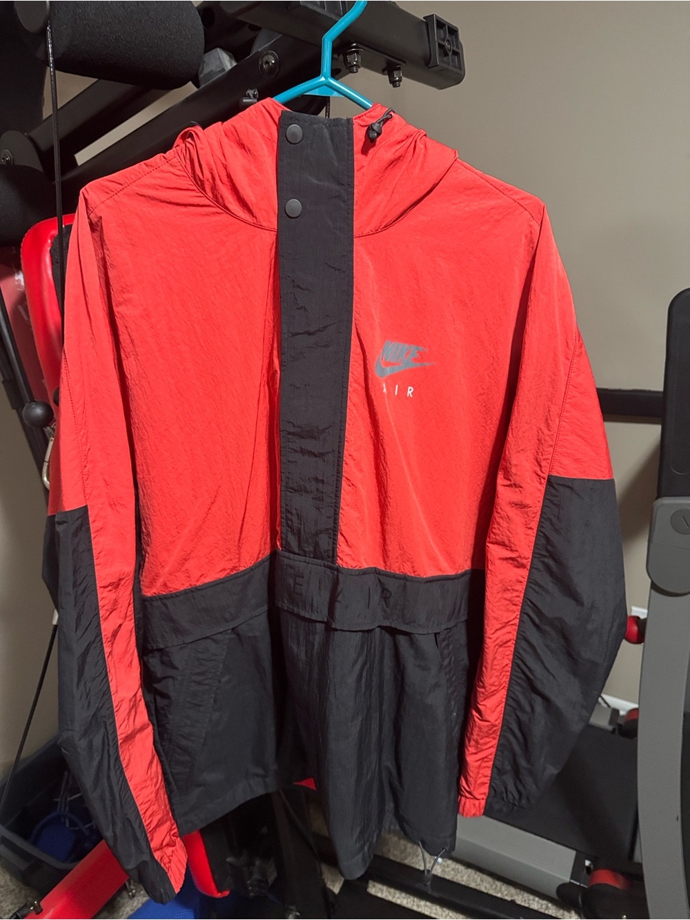 Nike Red and Black Hooded Windbreaker Jacket
